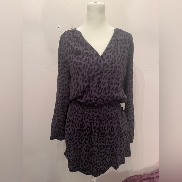 Rails Jasmine Navy Dress Long Sleeve Cheetah Size Small - Picture 3 of 4